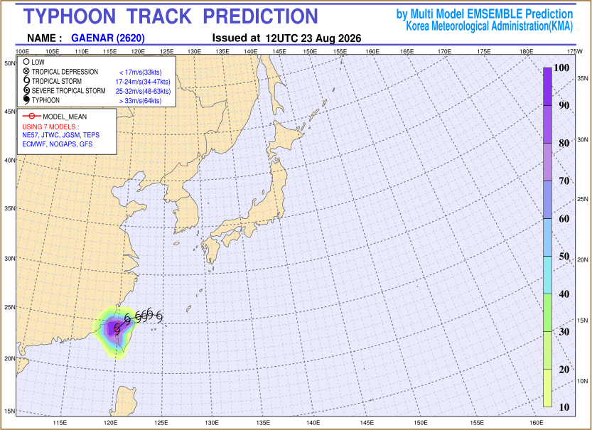 Typhoon track prediction image (Click to view other sized image.)