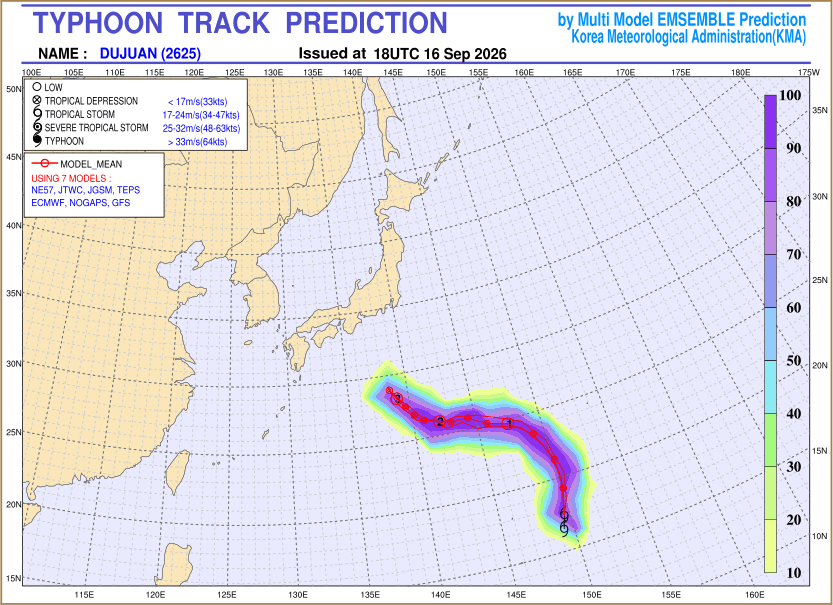 Typhoon track prediction image (Click to view other sized image.)