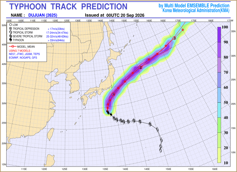 Typhoon track prediction image (Click to view other sized image.)