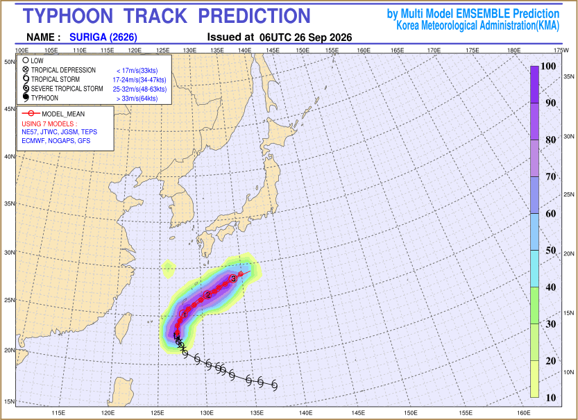 Typhoon track prediction image (Click to view other sized image.)