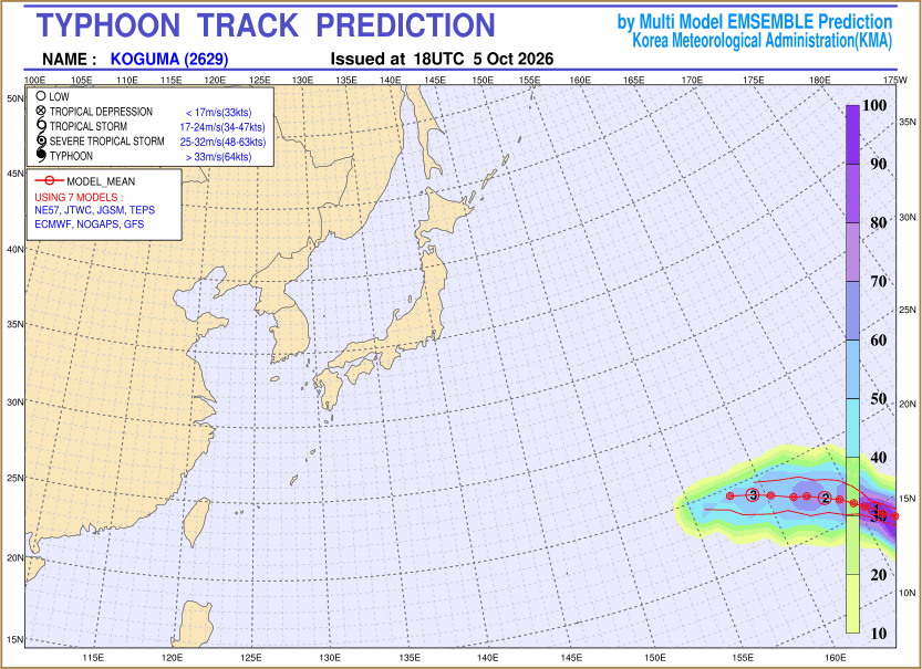 Typhoon track prediction image (Click to view other sized image.)