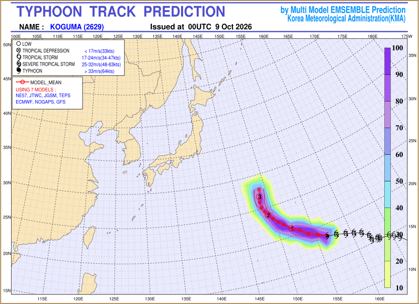 Typhoon track prediction image (Click to view other sized image.)