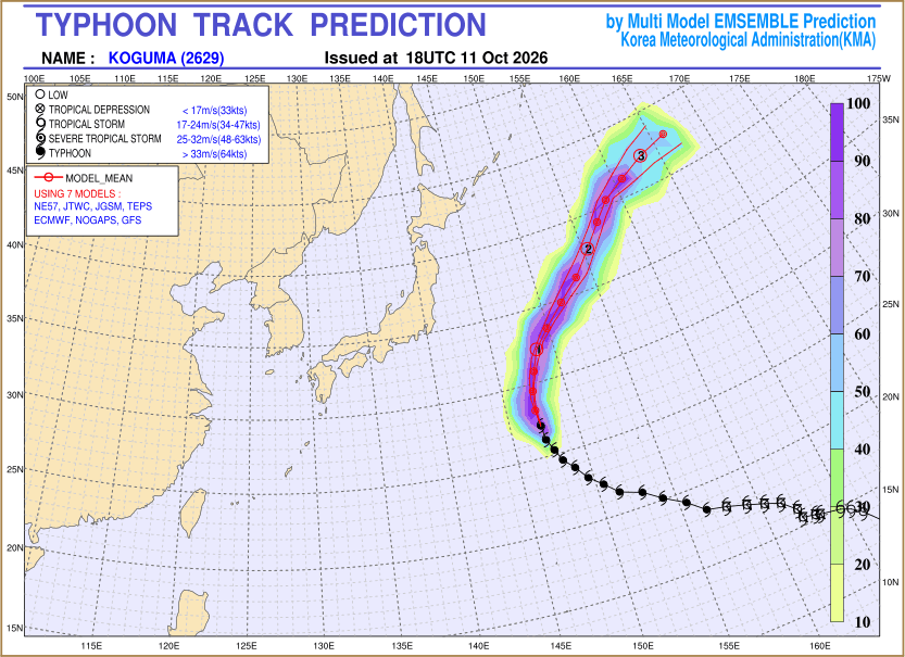 Typhoon track prediction image (Click to view other sized image.)