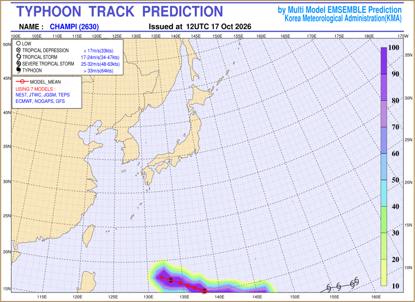 Typhoon track prediction image (Click to view other sized image.)