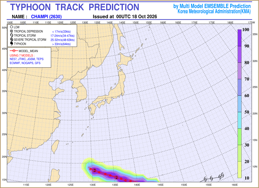 Typhoon track prediction image (Click to view other sized image.)