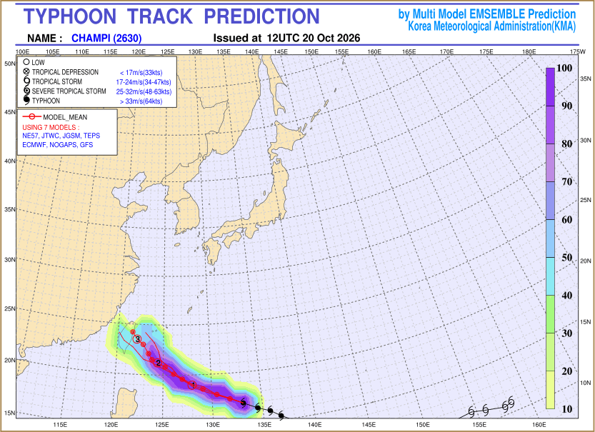 Typhoon track prediction image (Click to view other sized image.)