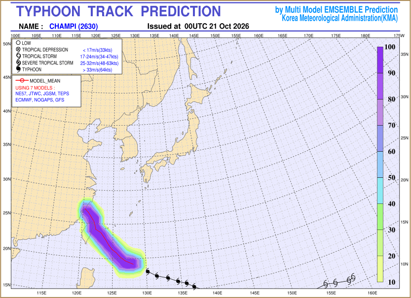 Typhoon track prediction image (Click to view other sized image.)