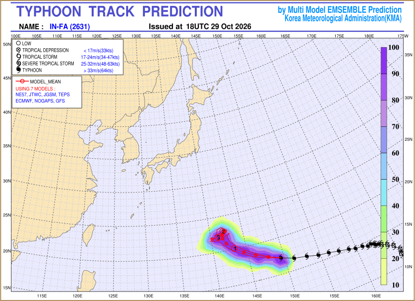 Typhoon track prediction image (Click to view other sized image.)