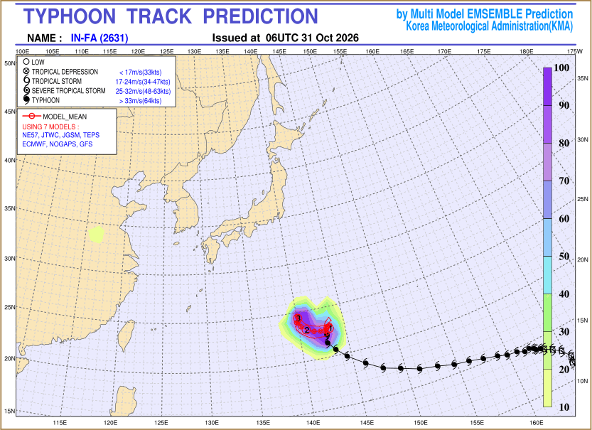 Typhoon track prediction image (Click to view other sized image.)