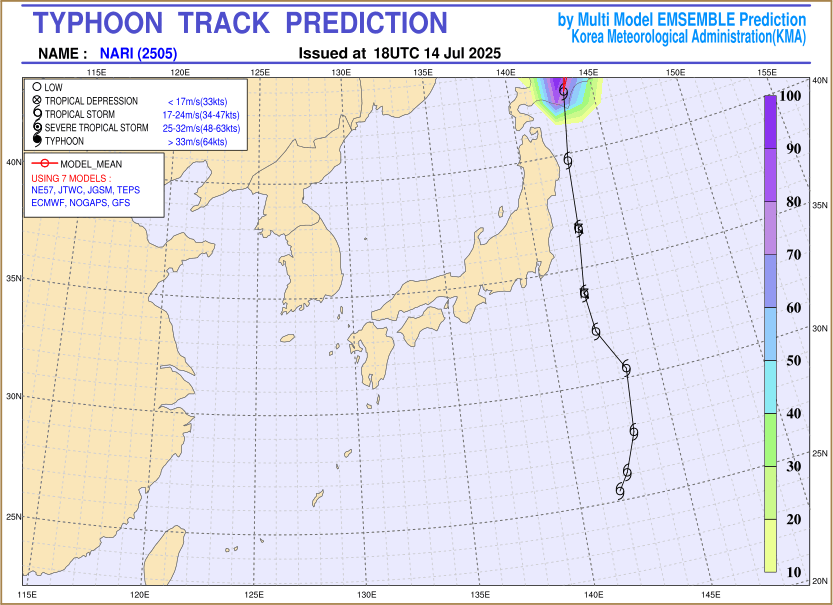 Typhoon track prediction image (Click to view other sized image.)