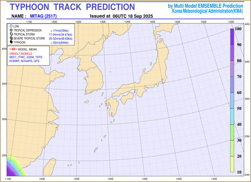 Typhoon track prediction image (Click to view other sized image.)
