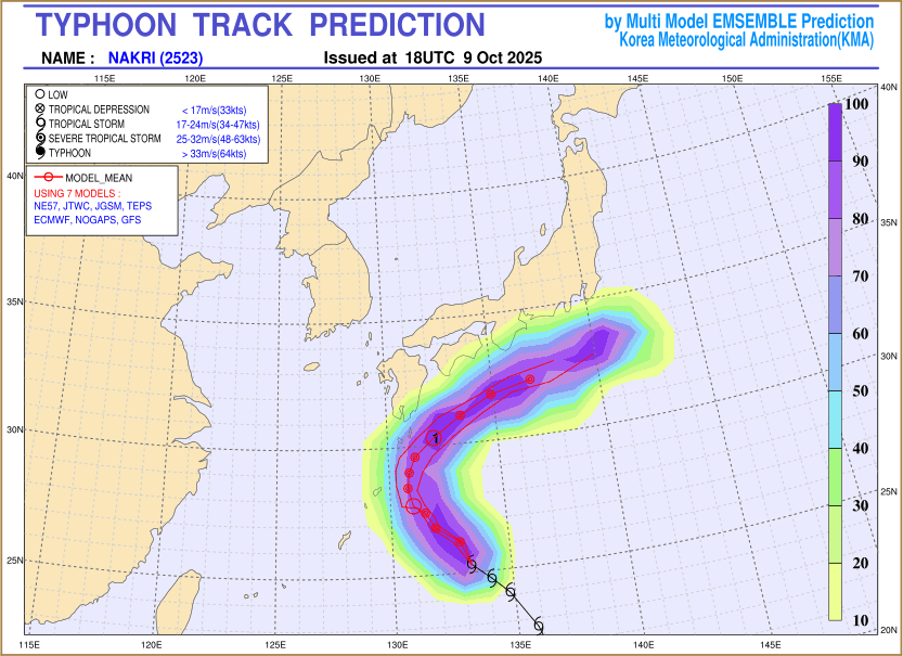 Typhoon track prediction image (Click to view other sized image.)