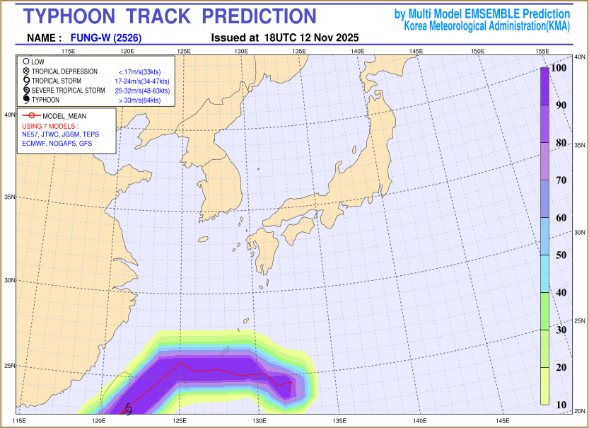 Typhoon track prediction image (Click to view other sized image.)
