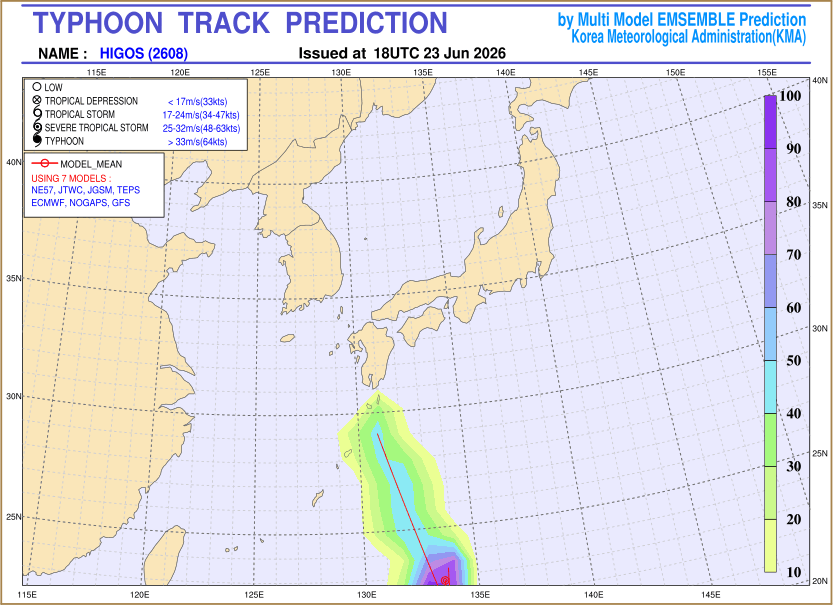 Typhoon track prediction image (Click to view other sized image.)
