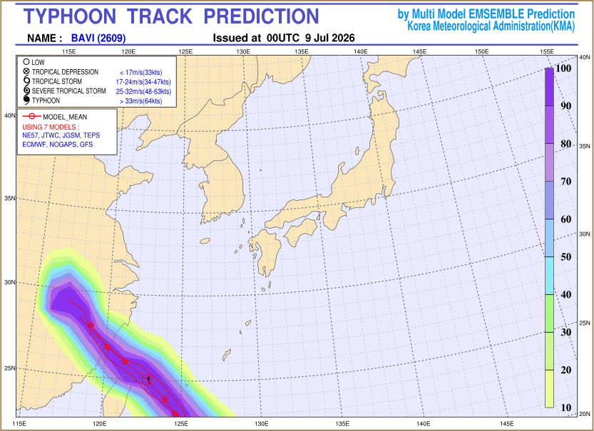 Typhoon track prediction image (Click to view other sized image.)