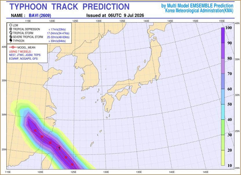 Typhoon track prediction image (Click to view other sized image.)