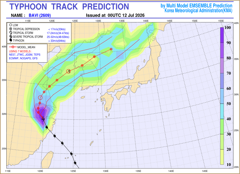 Typhoon track prediction image (Click to view other sized image.)