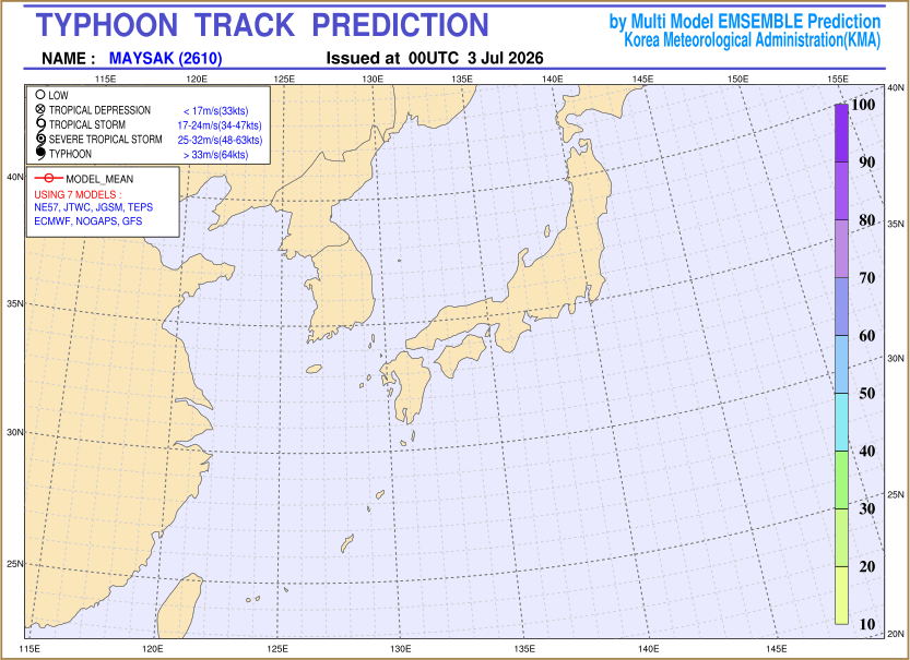 Typhoon track prediction image (Click to view other sized image.)