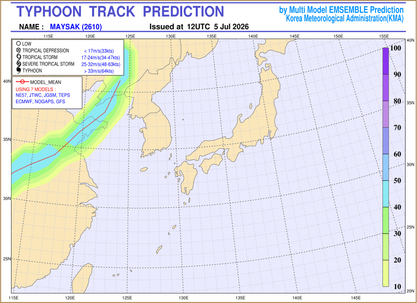 Typhoon track prediction image (Click to view other sized image.)