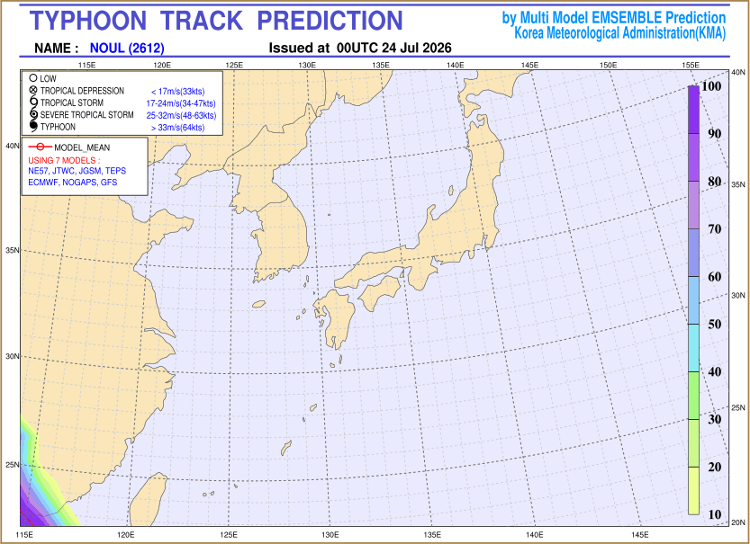 Typhoon track prediction image (Click to view other sized image.)