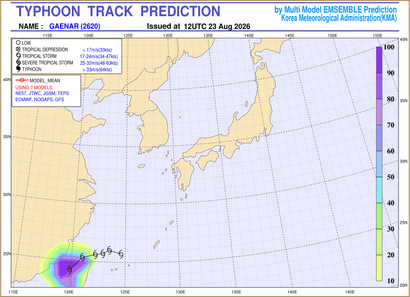 Typhoon track prediction image (Click to view other sized image.)