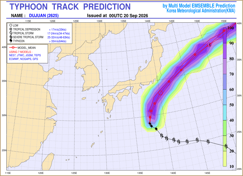 Typhoon track prediction image (Click to view other sized image.)