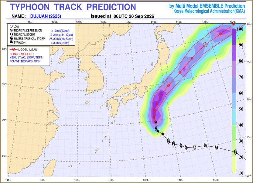Typhoon track prediction image (Click to view other sized image.)