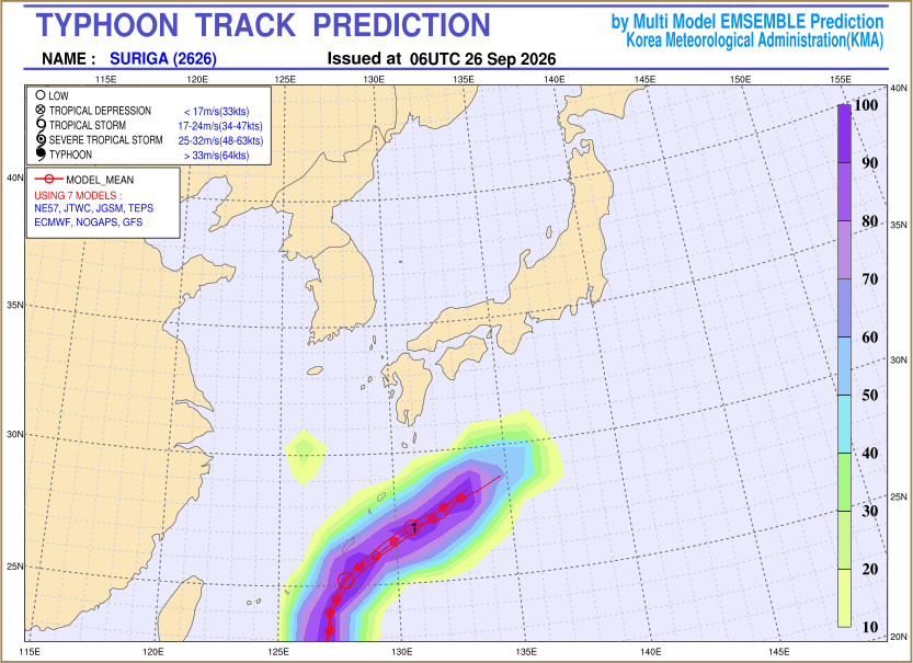 Typhoon track prediction image (Click to view other sized image.)