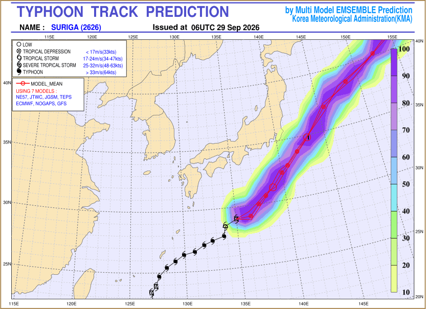 Typhoon track prediction image (Click to view other sized image.)