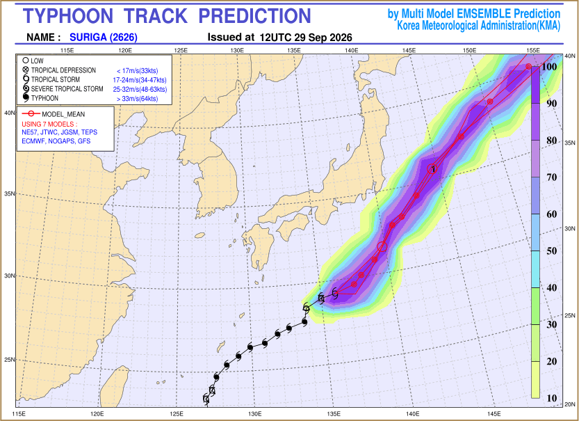 Typhoon track prediction image (Click to view other sized image.)