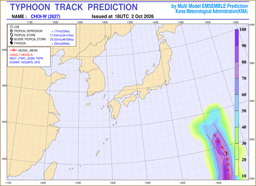 Typhoon track prediction image (Click to view other sized image.)