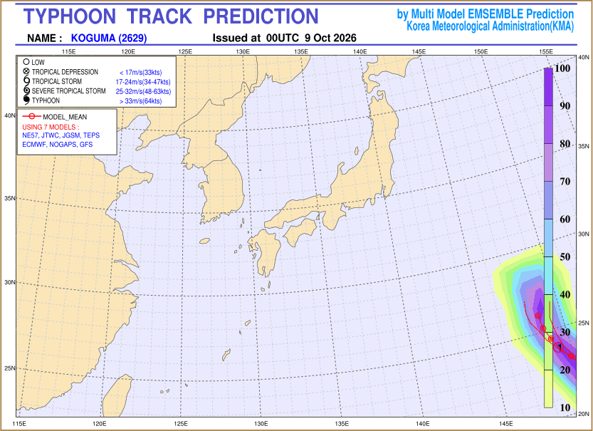 Typhoon track prediction image (Click to view other sized image.)