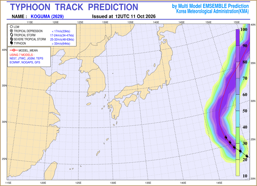 Typhoon track prediction image (Click to view other sized image.)