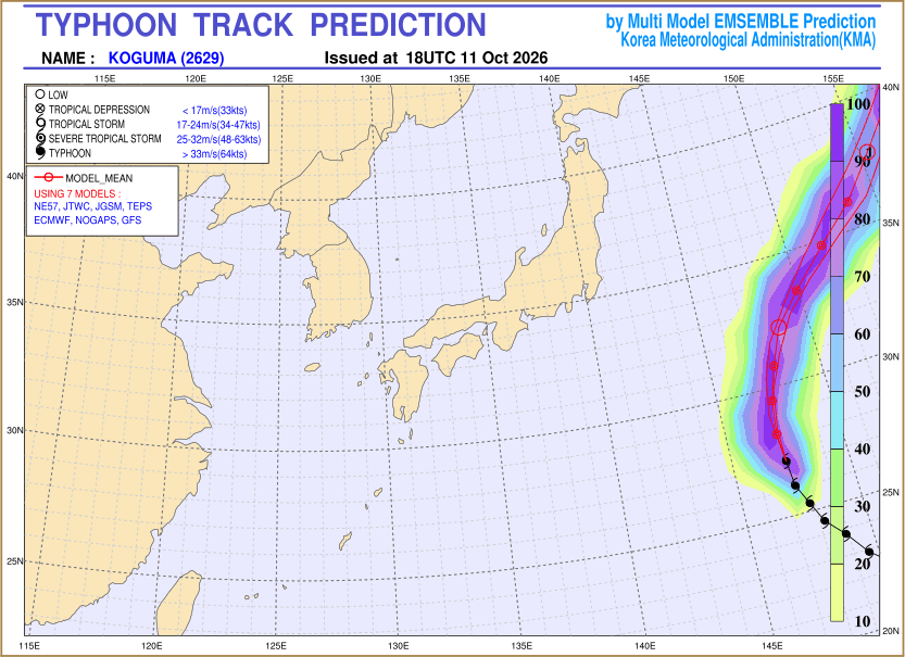 Typhoon track prediction image (Click to view other sized image.)