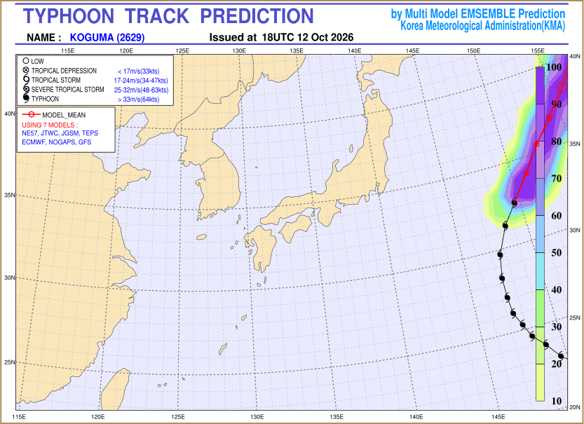 Typhoon track prediction image (Click to view other sized image.)