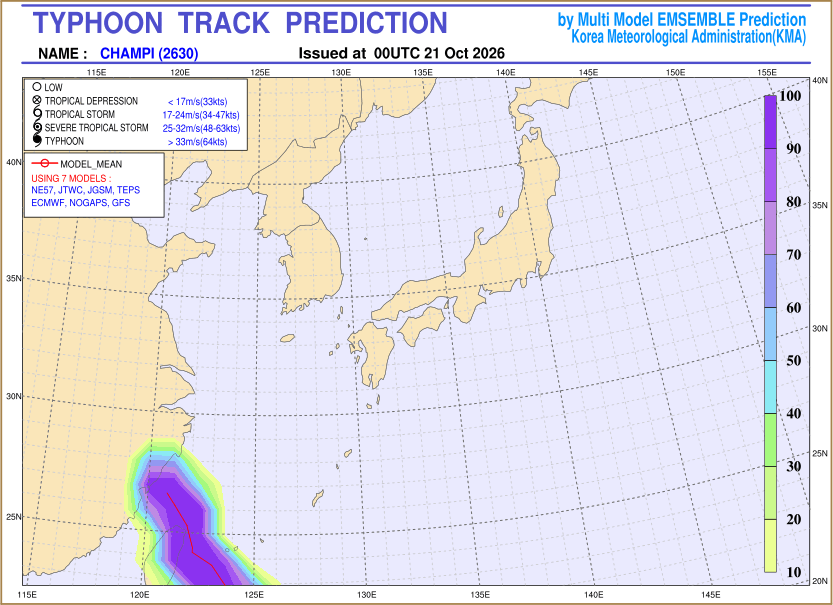 Typhoon track prediction image (Click to view other sized image.)