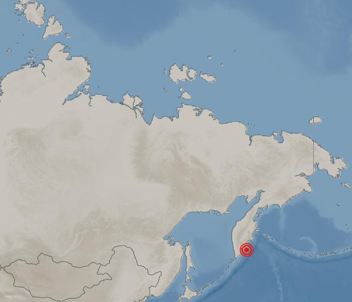 러시아 캄차카반도 페트로파블롭스크-캄차츠키 동남동쪽 107km 해역 지도