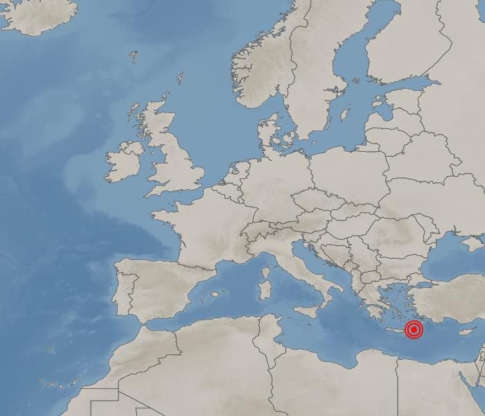 지진 발생위치 그리스 크레타섬 이라클리온 동쪽 163km 해역