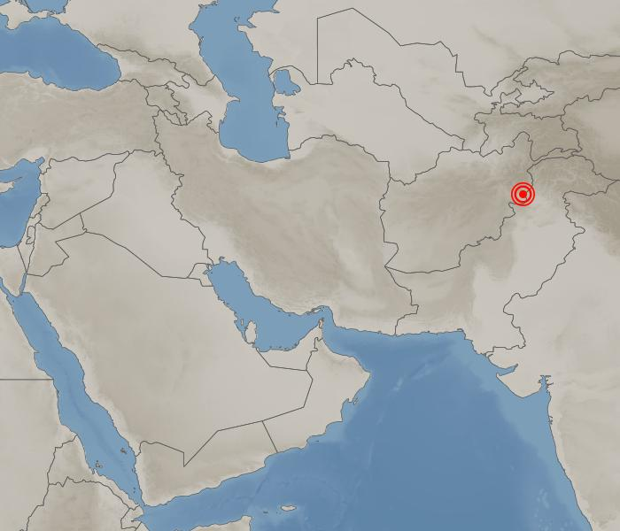 지진 발생위치 아프가니스탄 잘랄라바드 동북동쪽 42km 지역