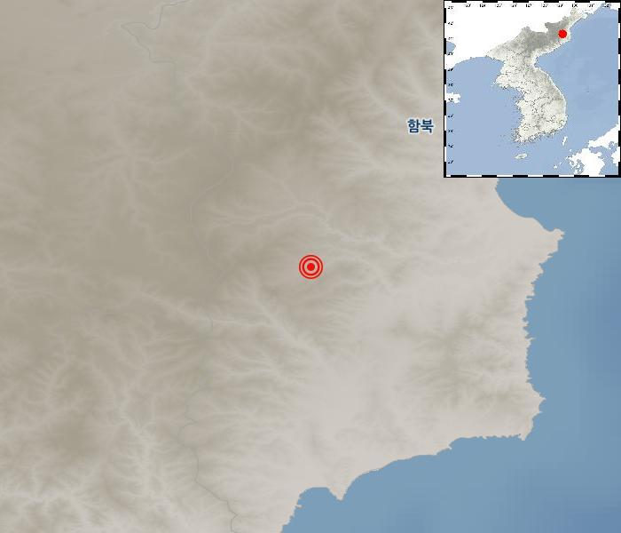 지진 발생위치 북한 함경북도 길주 북북서쪽 38km 지역