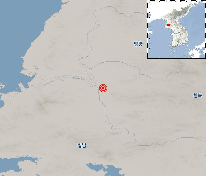 지진 발생위치 북한 황해북도 송림 남남동쪽 13km 지역