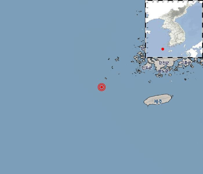 지진 발생위치 전남 신안군 흑산도 남남서쪽 105km 해역
