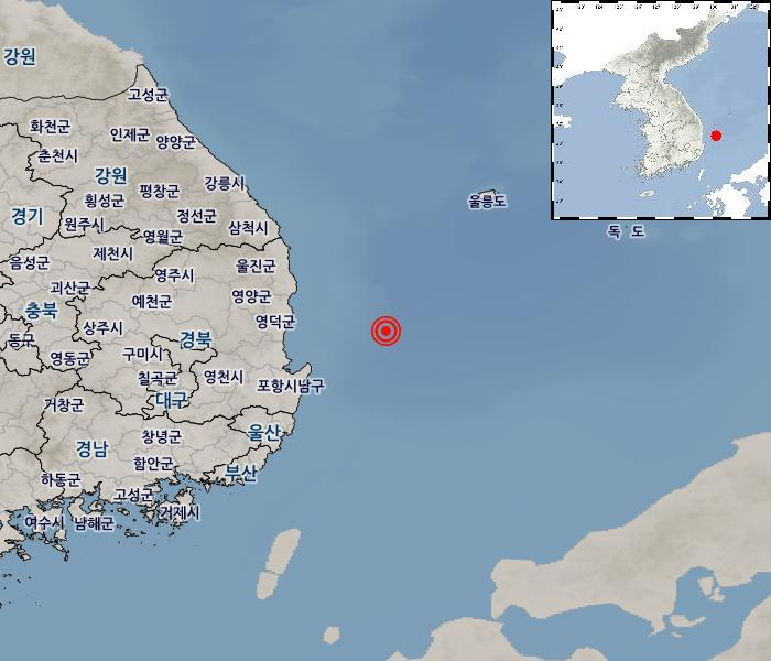 지진 발생위치 경북 영덕군 동쪽 68km 해역