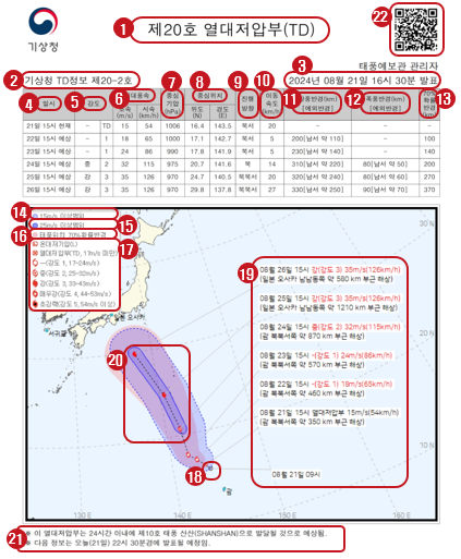 통보문(열대저압부) 예시 이미지